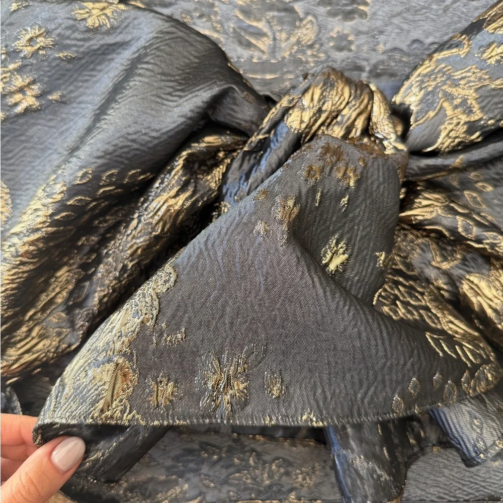 JOVANI Ruffled Accent Mermaid Evening Gown Gray and Gold with custom bolero - Picture 11 of 14